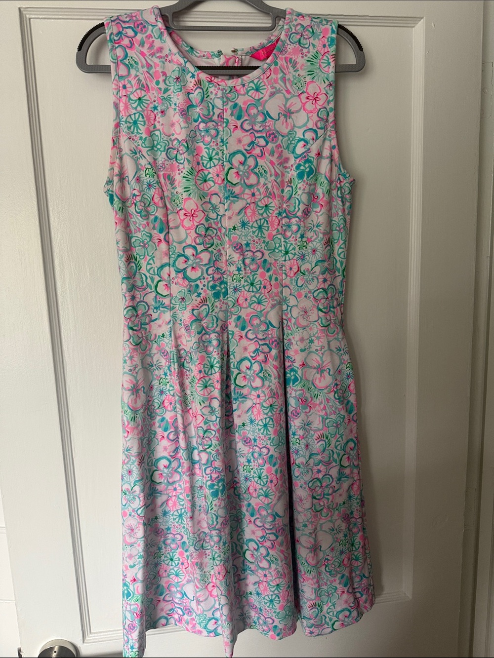 Lilly Pulitzer Pink & Teal Floral Sleeveless Fit-and-Flare Dress